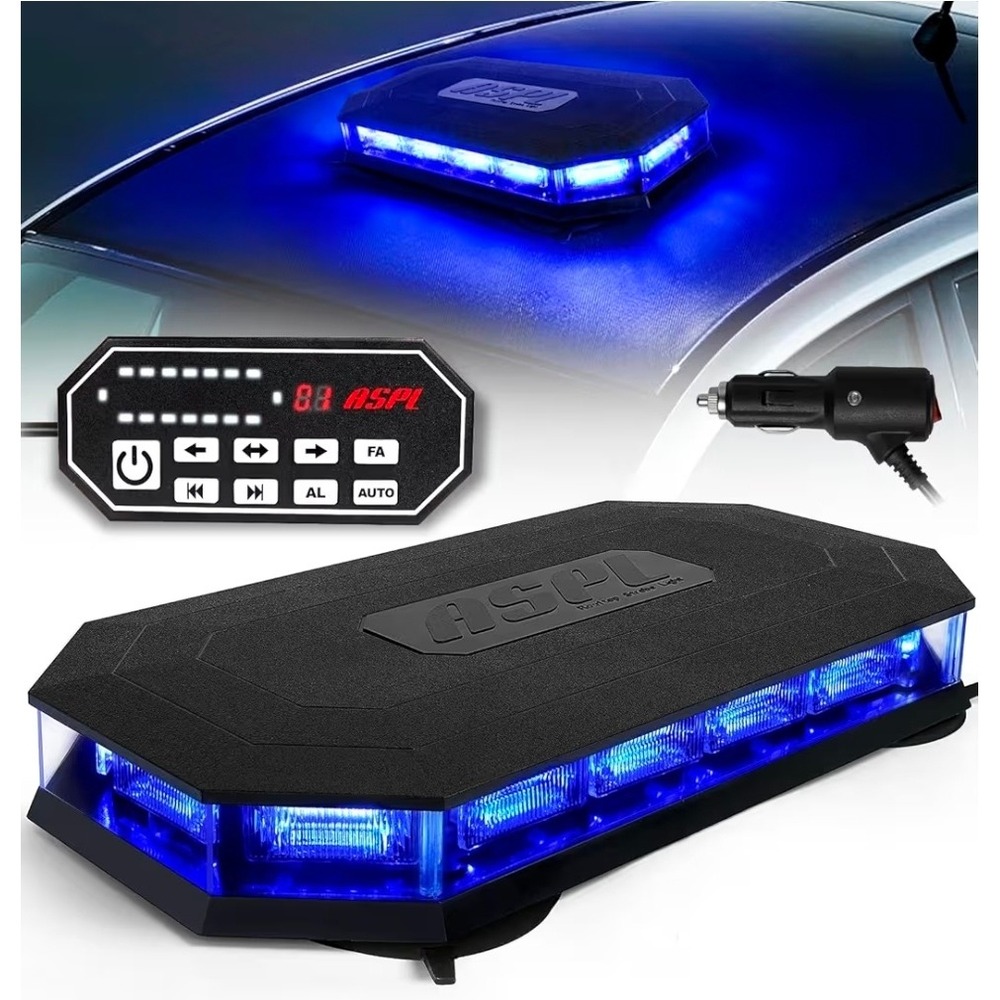 ASPL 16.5 Inch Blue‎ LED Roof Top Beacon Strobe Light 56 LED Magnetic Emergency
